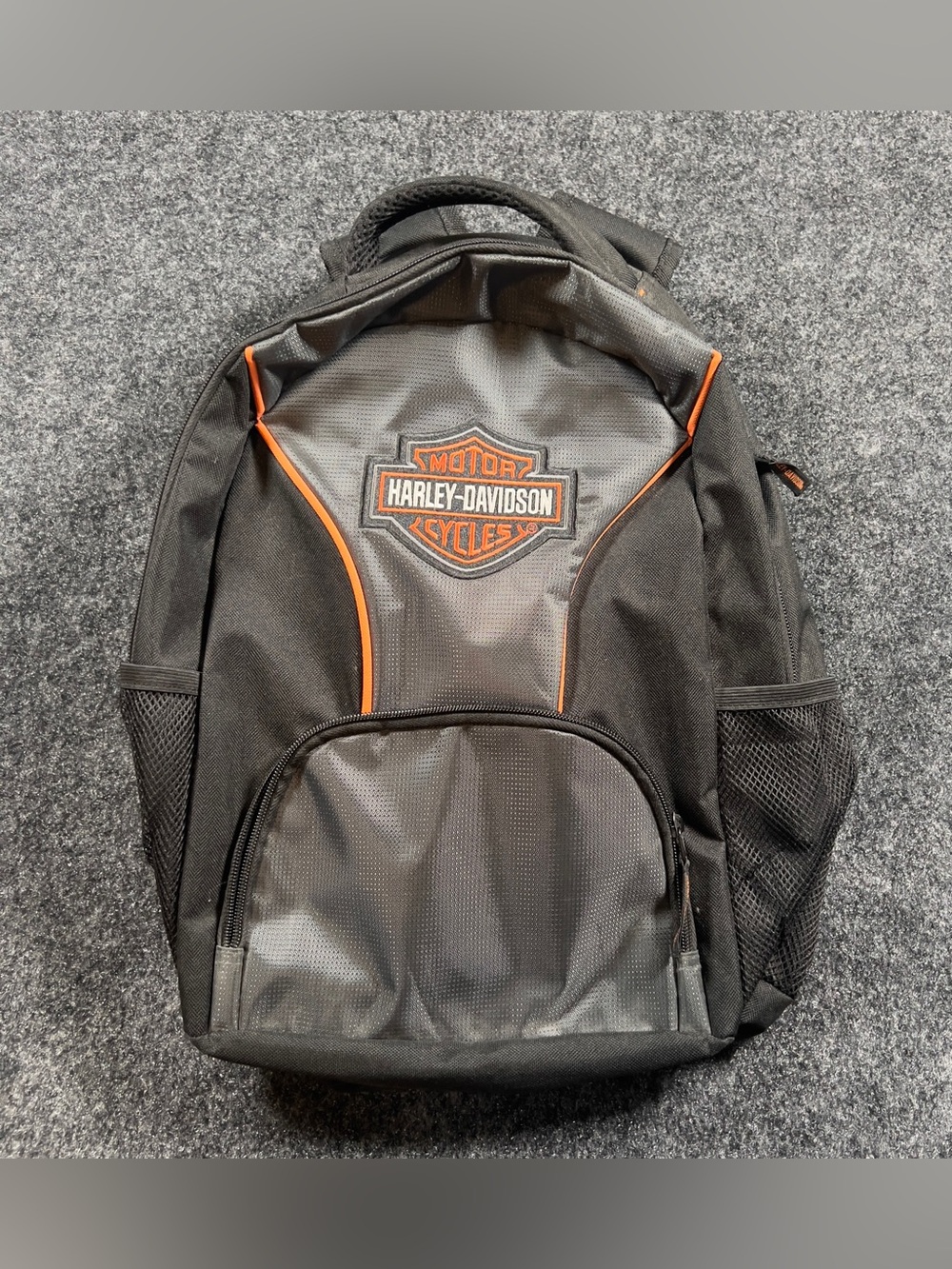 Harley-Davidson Black Orange Bar & Shield Backpack